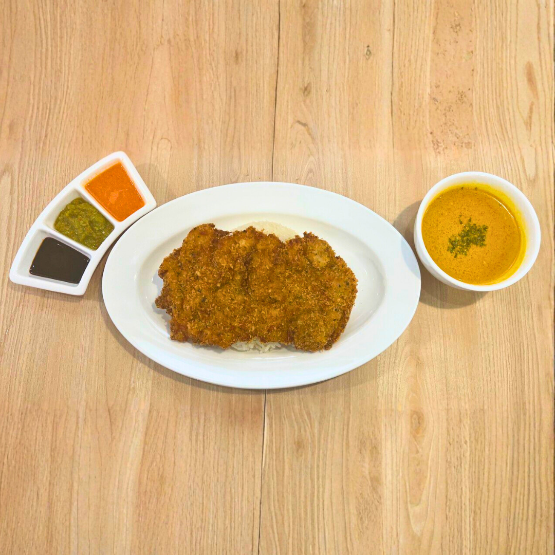 chicken cutlet curry with plum sauce